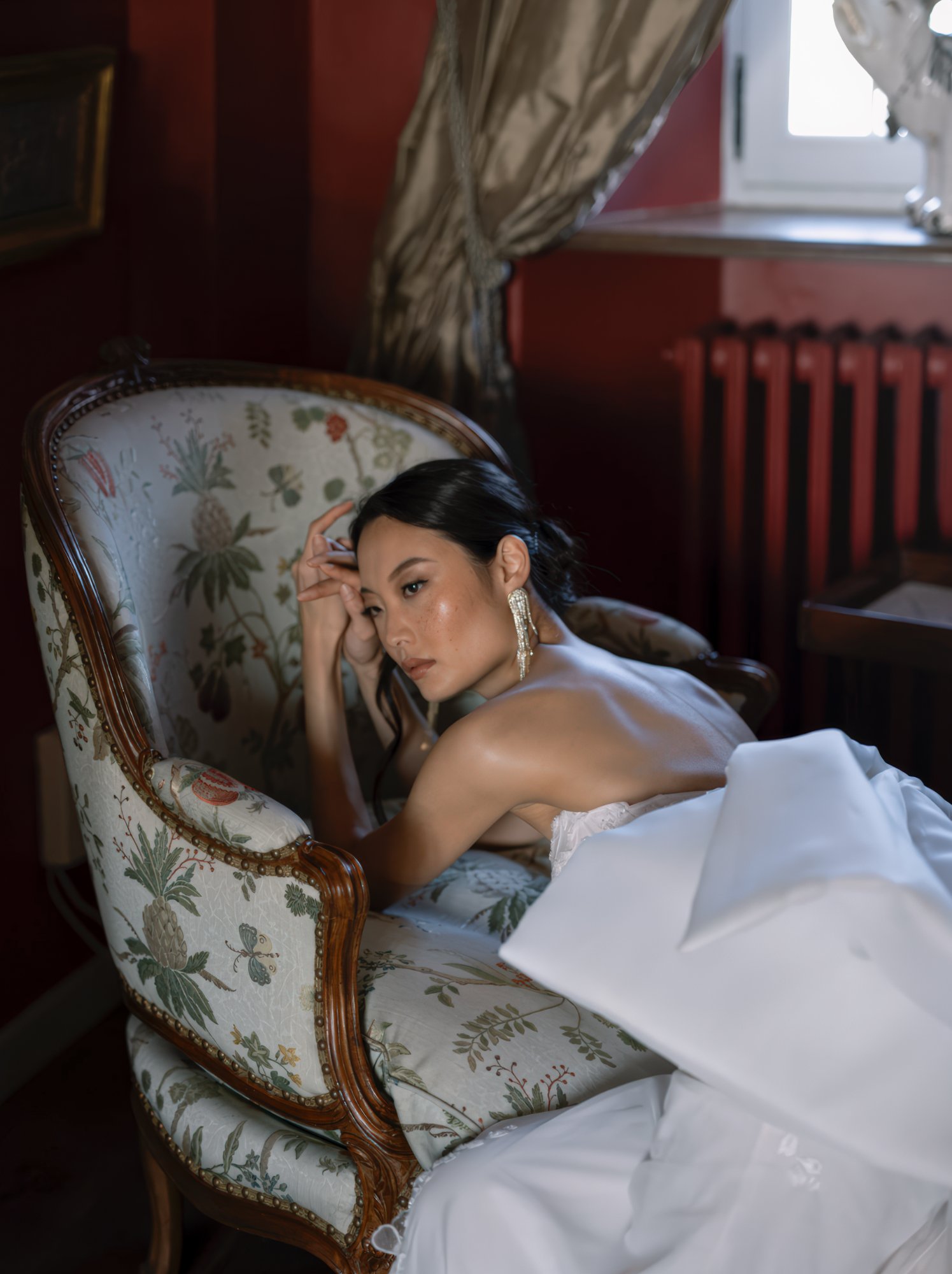editorial bridal portrait French chateau luxury destination wedding photography